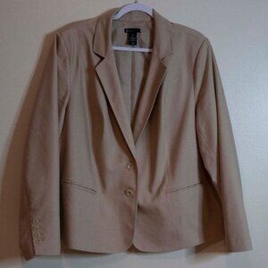 Lane Bryant Tan Womens Blazer Size 26 Cotton Blend Two-Button Closure Profession